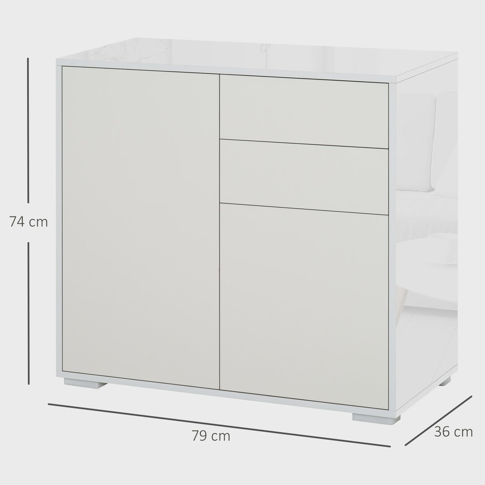 Stijlvolle Witte Buffetkast met 2 Deuren en 2 Lades - Compact en Functioneel