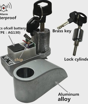 Waterdicht Motor Alarm Schijfrem Slot - Anti-diefstal Beveiliging voor Motor & Fiets + Herinneringskabel