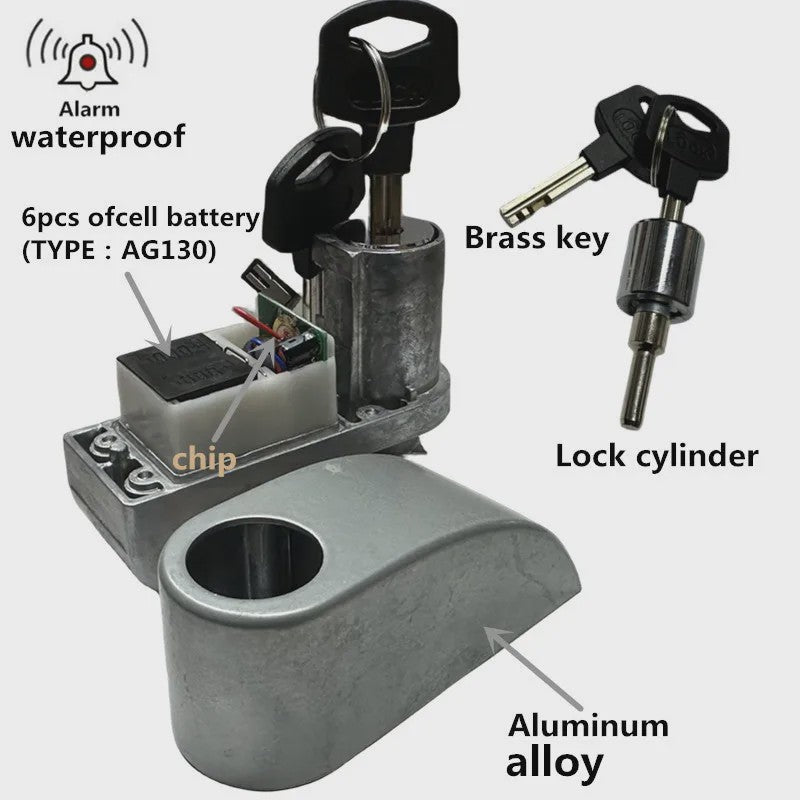 Waterdicht Motor Alarm Schijfrem Slot - Anti-diefstal Beveiliging voor Motor & Fiets + Herinneringskabel