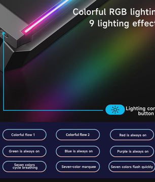 Monitorstandaard met USB 3.0 Hub en RGB Verlichting - Opklapbaar Bureau Organizer