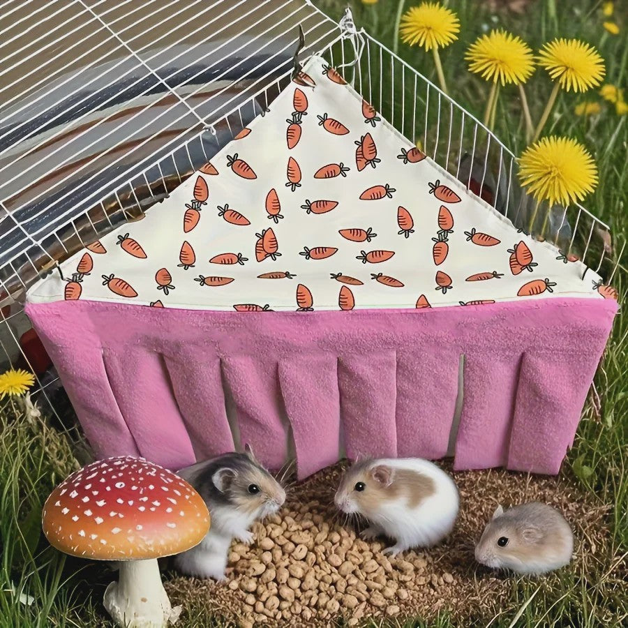 Wasbare Kleine Huisdiertent - Comfortabele Hangmat met Wortelpatroon voor Hamsters, Konijnen, Cavia's en Meer