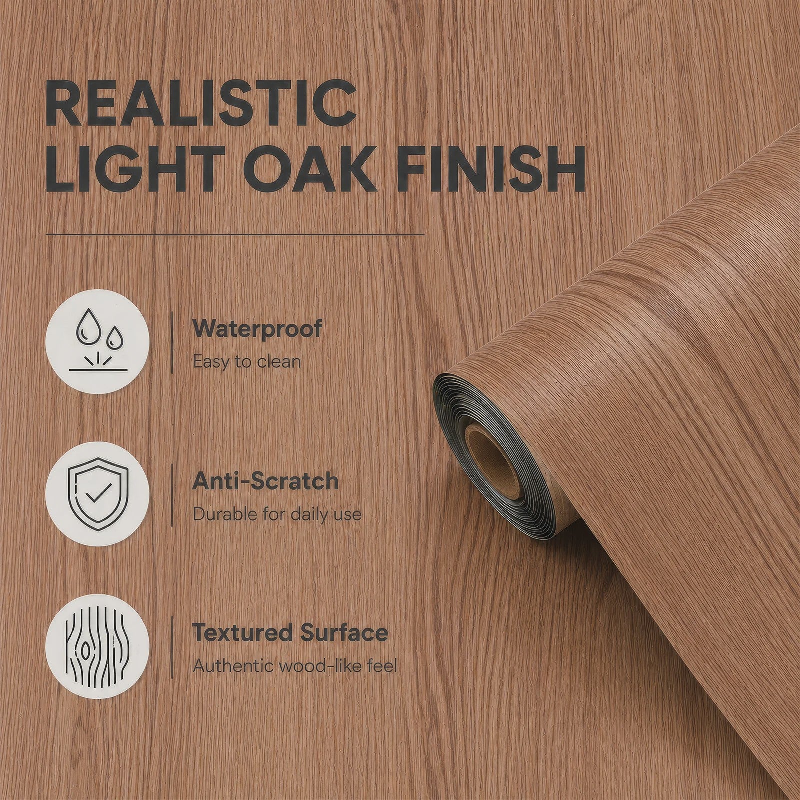 Oak Houtnerf Behang - Zelfklevend, Waterdicht & Krasbestendig - 40cm x 3m
