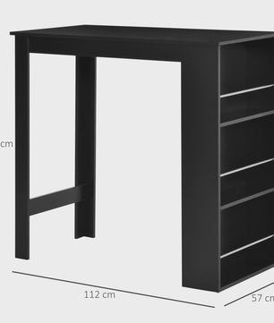 Zwarte Bartafel met 3 Open Vakken - 112x57x106 cm