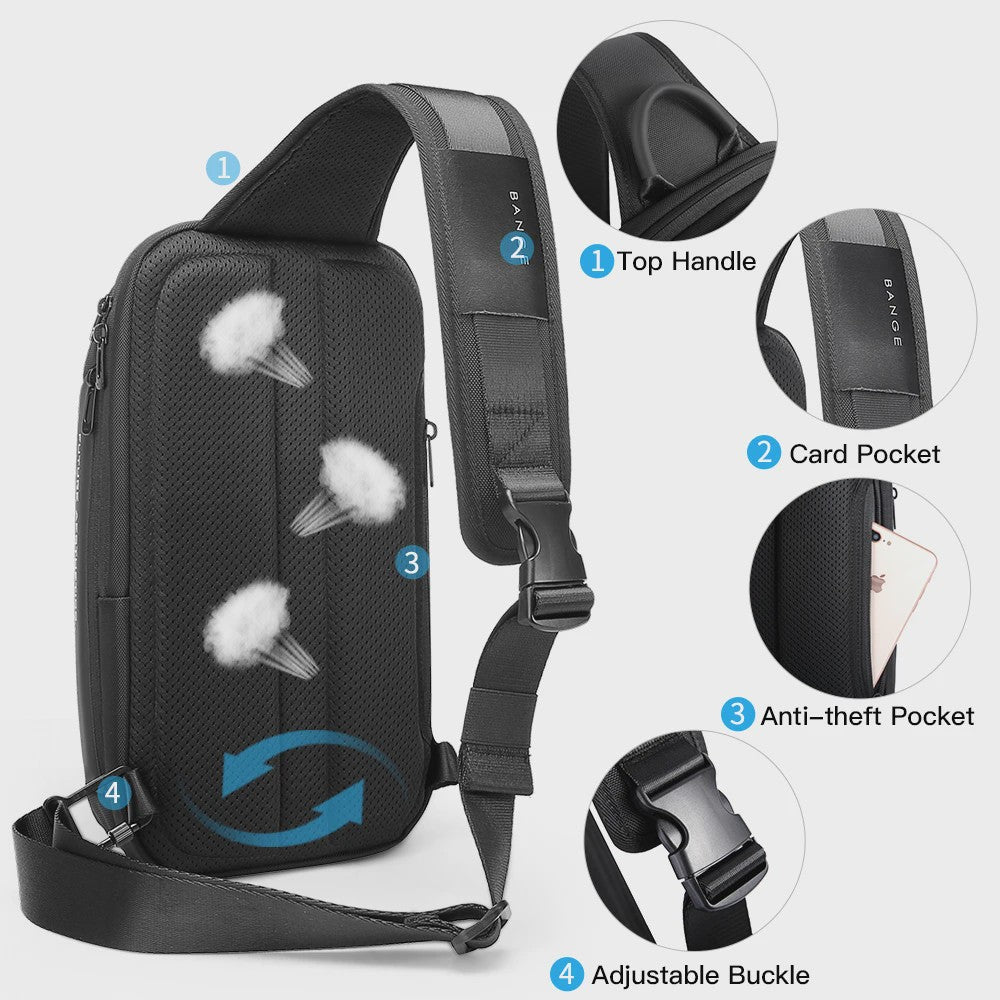 Bange Waterdichte Heren Borsttas - Crossbody Schoudertas met Grote Capaciteit