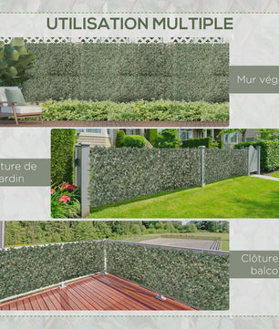 Outsunny 4x Kunsthaag Schutting Klimop - Uitrekbaar Privacy Scherm 200x100cm Groen