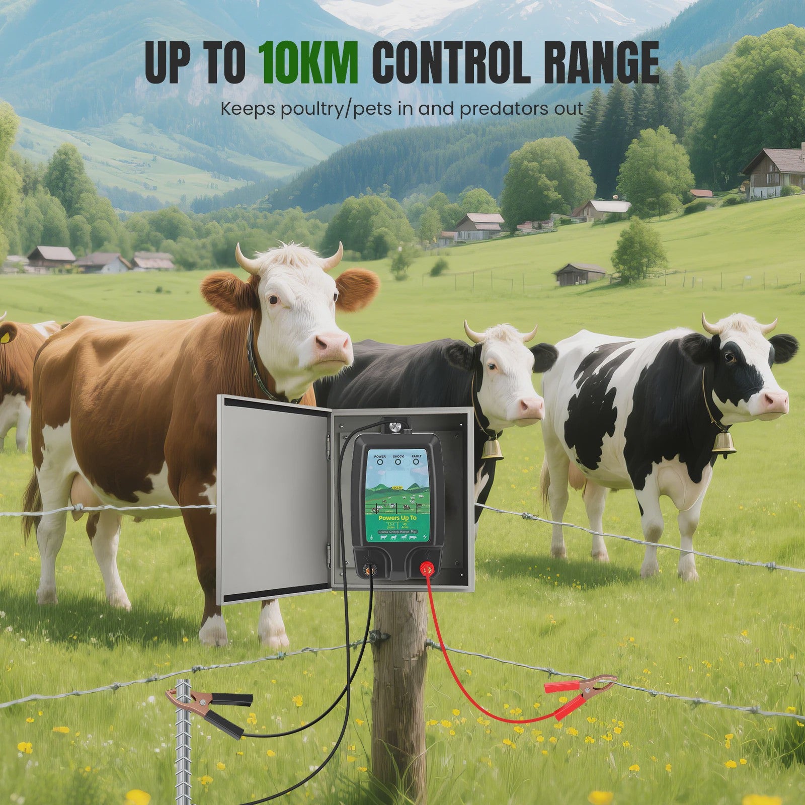 Krachtige Elektrische Schrikdraad 2J met LCD Display - 10KM Bereik, Waterdicht