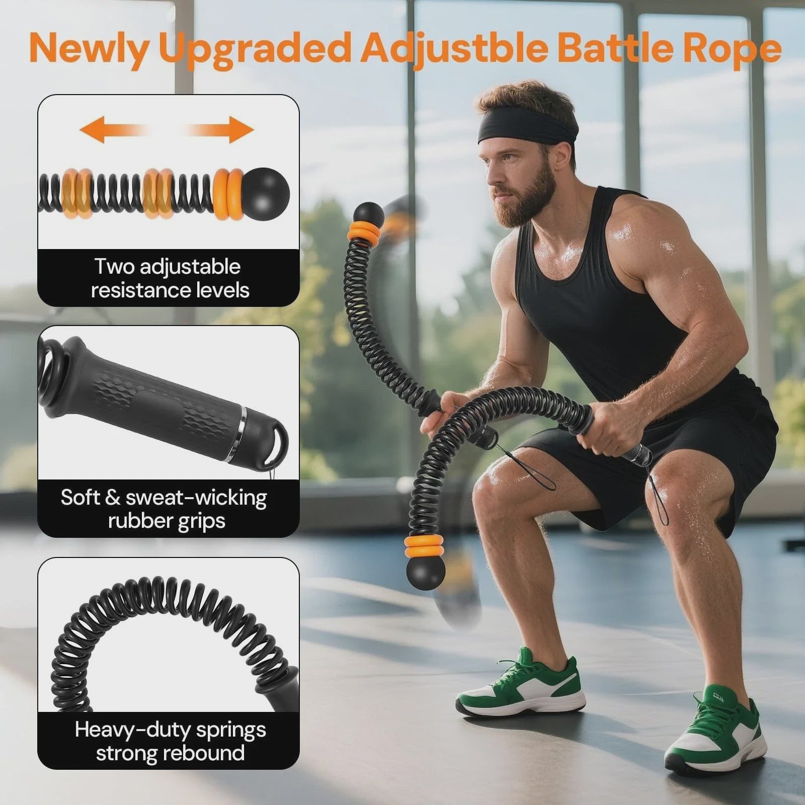 Draadloze Battle Rope Trainingssysteem - Full Body Workout & Krachttraining