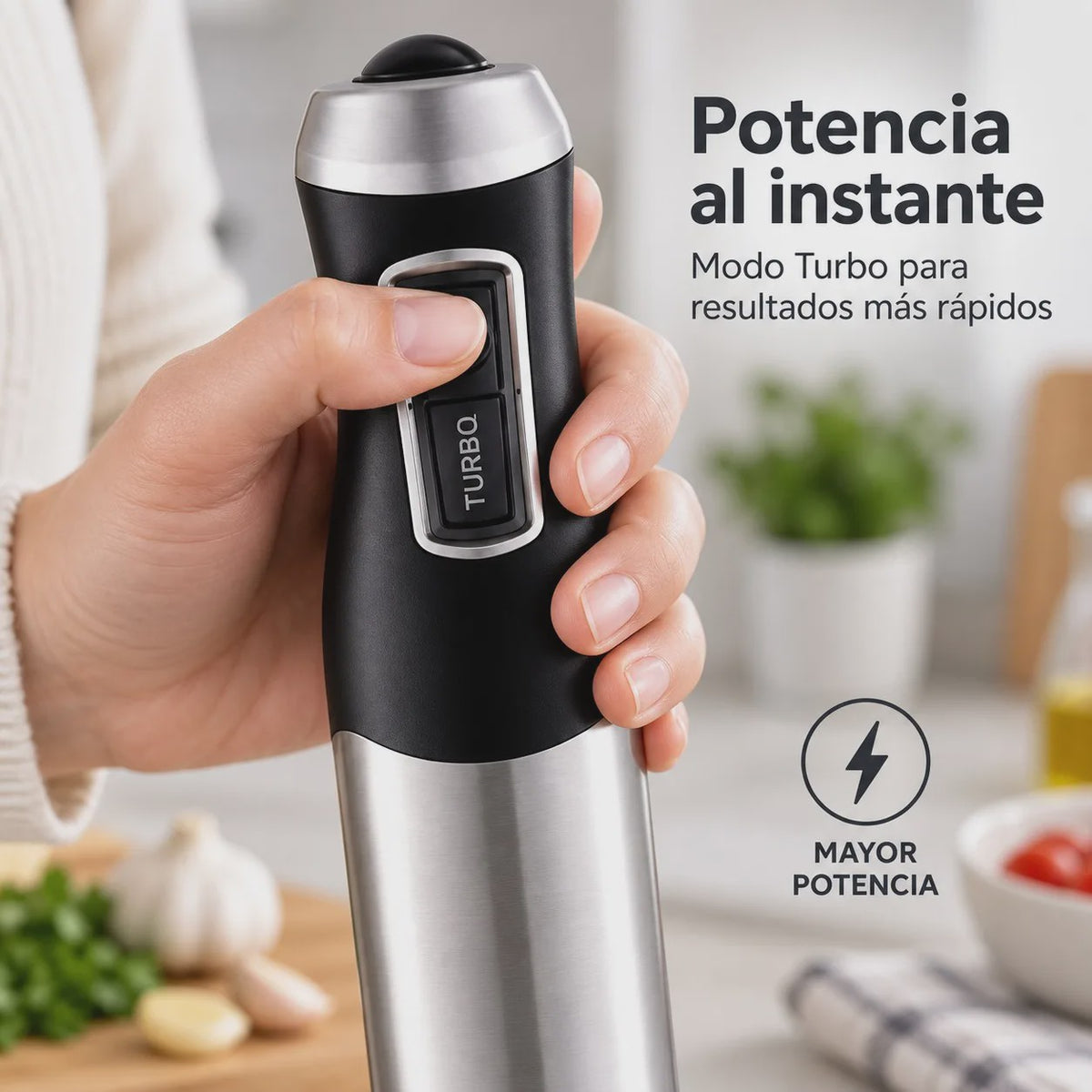 Krachtige 1500W Staafmixer met Turbo, RVS Bladen & Afneembare Arm - Ideaal voor Smoothies, Soepen en Sauzen