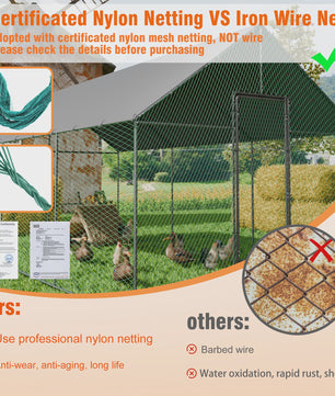 Ruime Metalen Kippenren met Dak - Weerbestendig en Roofdierproof