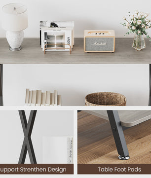 Industriële Console Tafel met Plank - Smal Metalen Frame voor Hal, Woonkamer of Entree