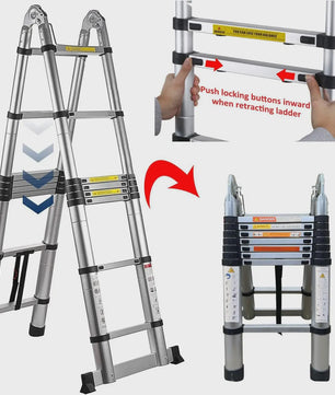 5 Meter Telescopische Ladder - A-Frame & Rechte Ladder - 150kg - RVS - Inklapbaar