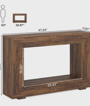 47 Inch Console Tafel met Opbergruimte - Landelijke en Industriële Stijl voor Hal en Woonkamer
