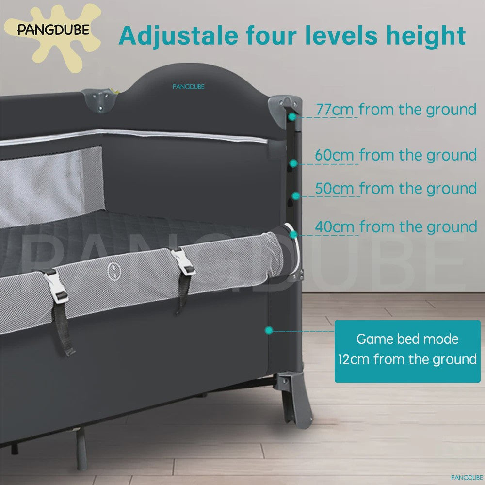 PANGDUBE 4-in-1 Multifunctioneel Babybed: Wieg, Speelbox, Commode & Meer (0-3 jaar) - Inklapbaar & Draagbaar