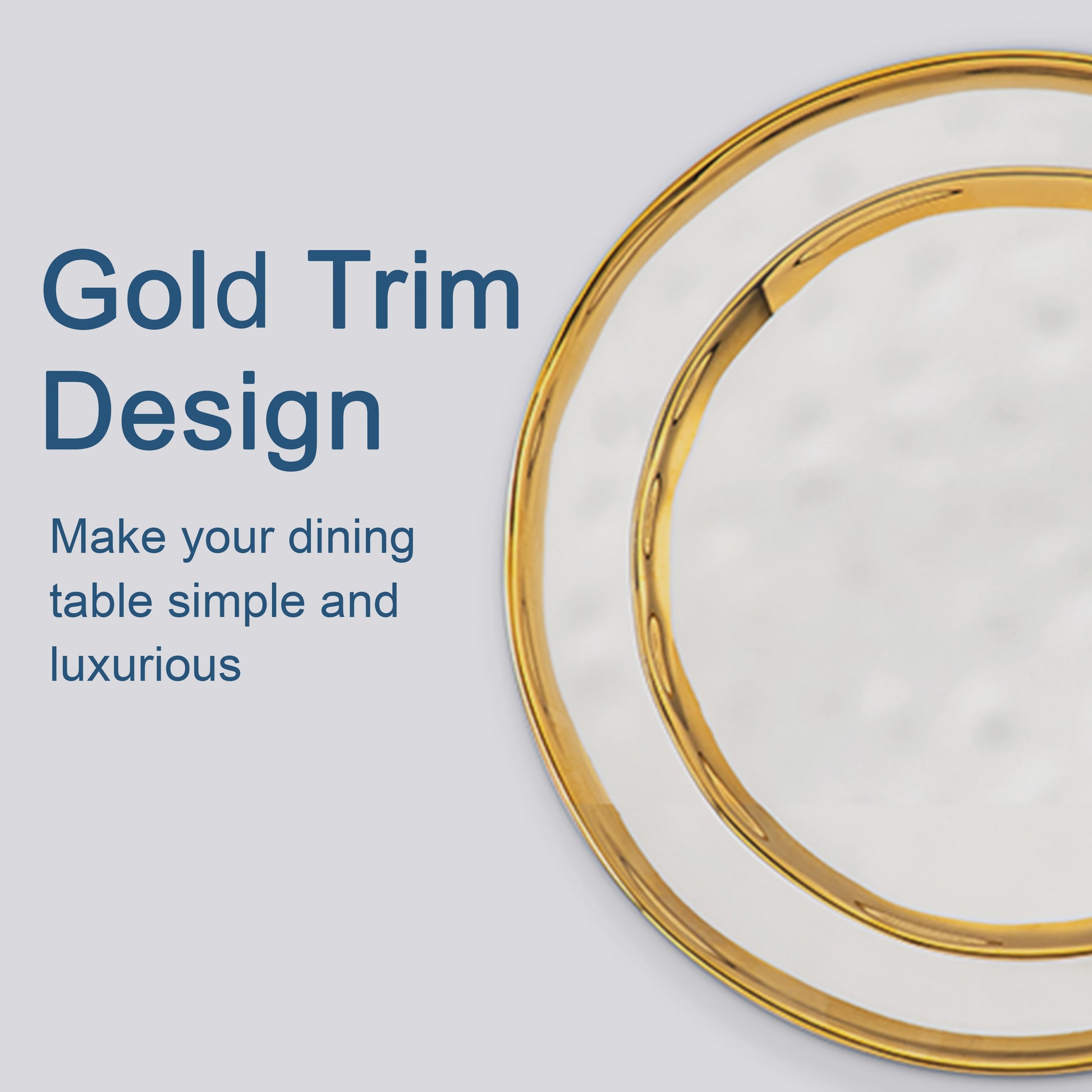 LOVECASA 12/24-delig Servies Set - Porselein met Gouden Rand - Dinerborden & Kommetjes