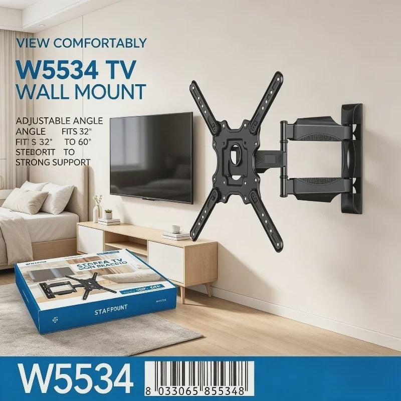 WETECH W5534 TV Muurbeugel - Dubbele Arm, Volledig Verstelbaar voor 32-60 Inch TV's, 32kg Draagvermogen, VESA 100-400mm