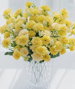 Kunstbloemen - 5 Takken Kleine Anjers (15 Bloemhoofden) - Decoratie voor Bruiloft, Kerst, Vaas