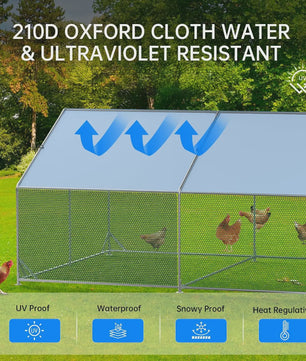 Ruime Gevogeltekooi 3x4x1.95m - Verzinkt Staal, Waterdicht Dak