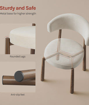 Set van 2 Mid-Century Modern Eetkamerstoelen - Chenille Gestoffeerd met Metalen Poten - Ergonomisch & Stijlvol