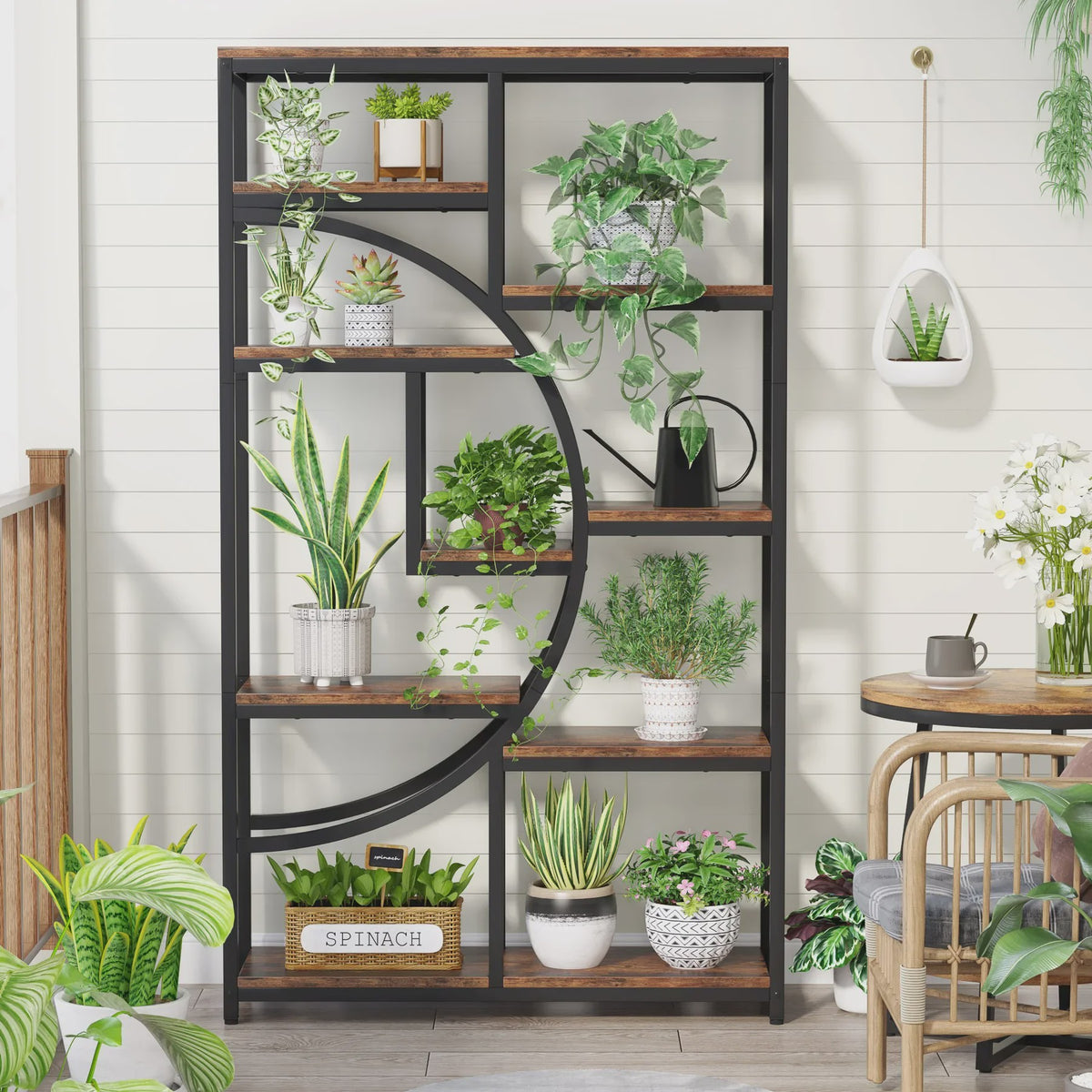 Industriële Boekenkast 180cm Hoog - 5 Laags Etagère Boekenkast met Uniek Design