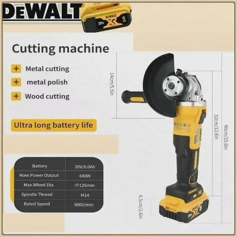 Dewalt DCG406 Accu Haakse Slijper 125mm - Borstelloos, 9000 RPM