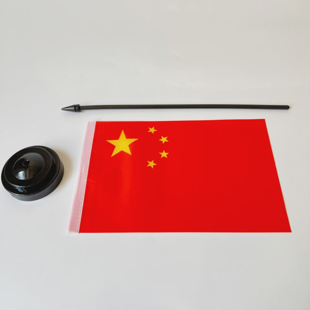 Chinese Bureauvlag 14x21cm - Officiële Nationale Vlag met Standaard