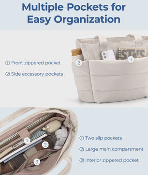 BAGSMART Grote Puffer Tote Bag - Stijlvolle en Ruime Handtas voor Werk, Studie en Shoppen