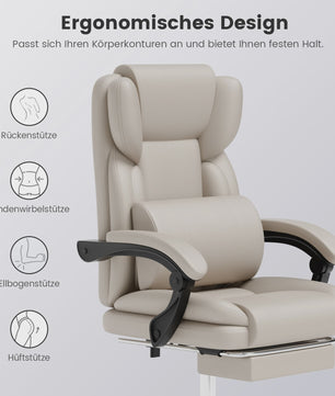 Ergonomische Bureaustoel met Voetensteun en Rugondersteuning - Comfortabel Thuiswerken en Gamen