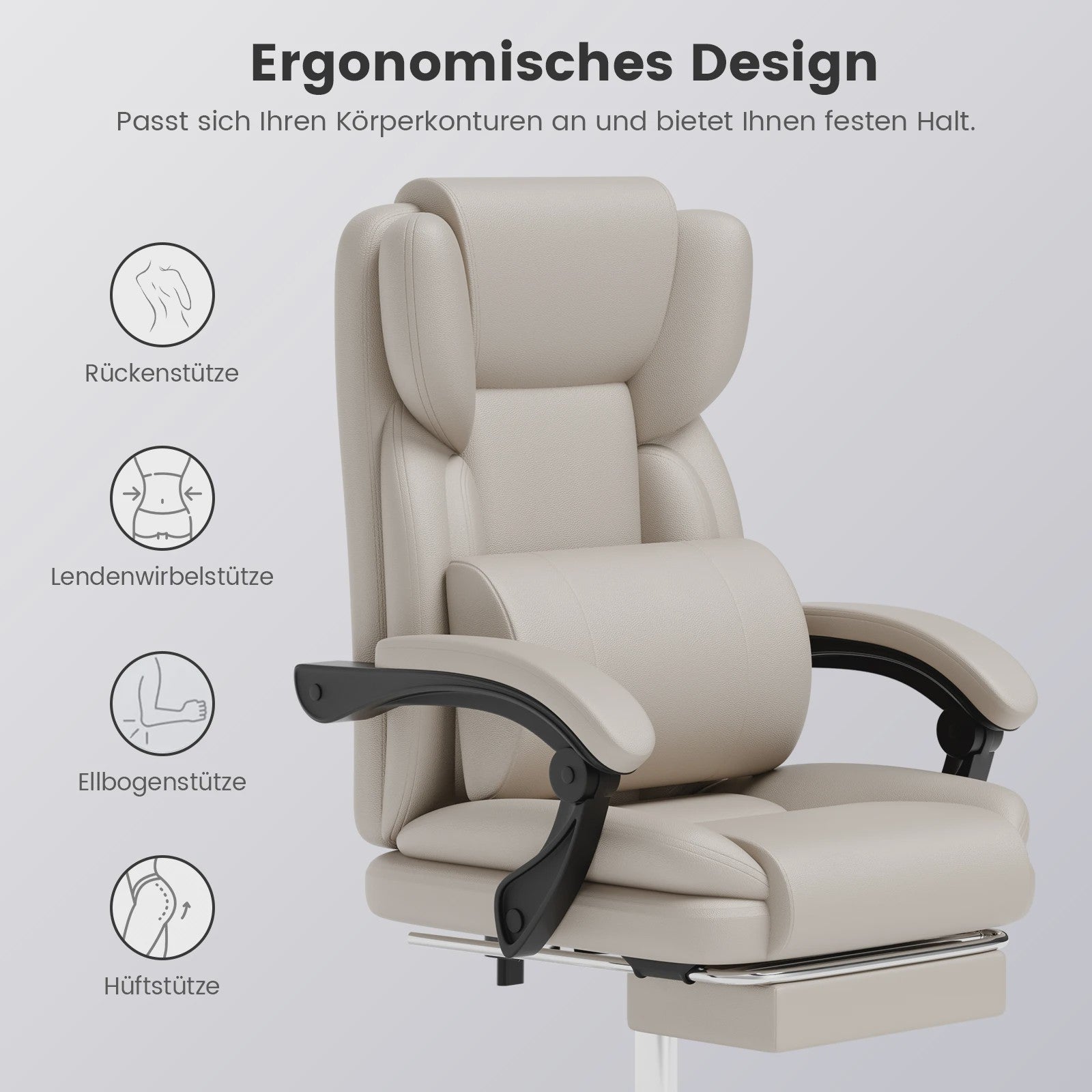 Ergonomische Bureaustoel met Voetensteun en Rugondersteuning - Comfortabel Thuiswerken en Gamen