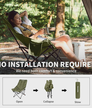 Naturehike Opvouwbare Loungestoel - Comfortabele Kampeerstoel met Hoge Rugleuning