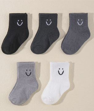 10 Paar Kinder Sokken met Vrolijke Smiley Print - Mid-Calf, Jongens & Meisjes