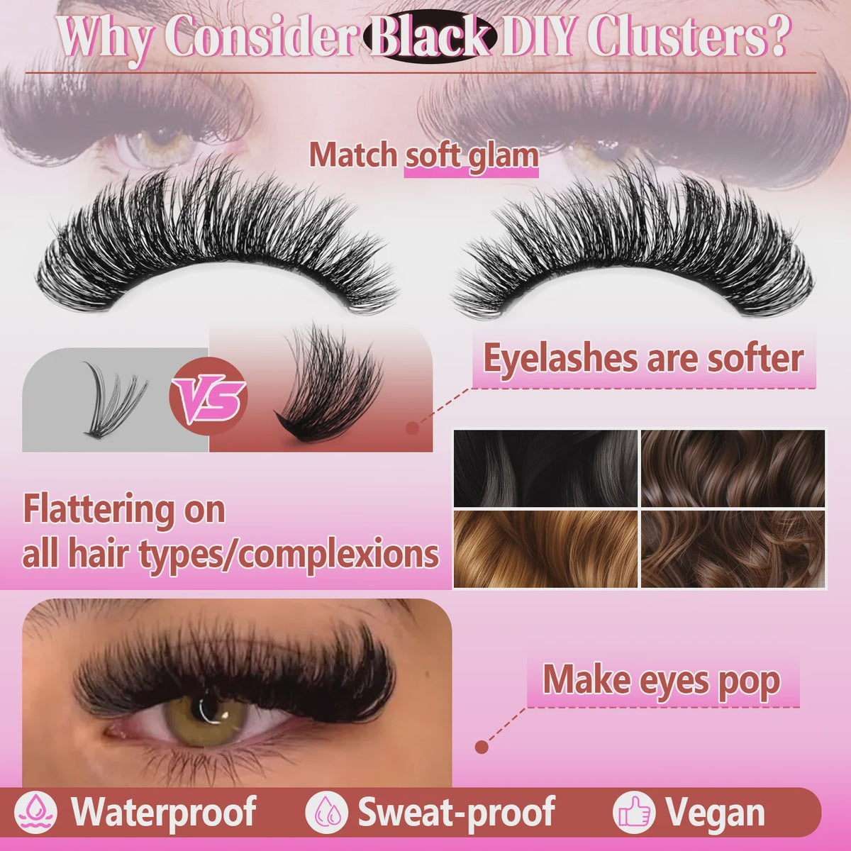 402 Stuks Manga Lash Clusters Set - Dikke & Comfortabele Wimperextensions voor Dagelijks Gebruik, Feest & Bruiloft