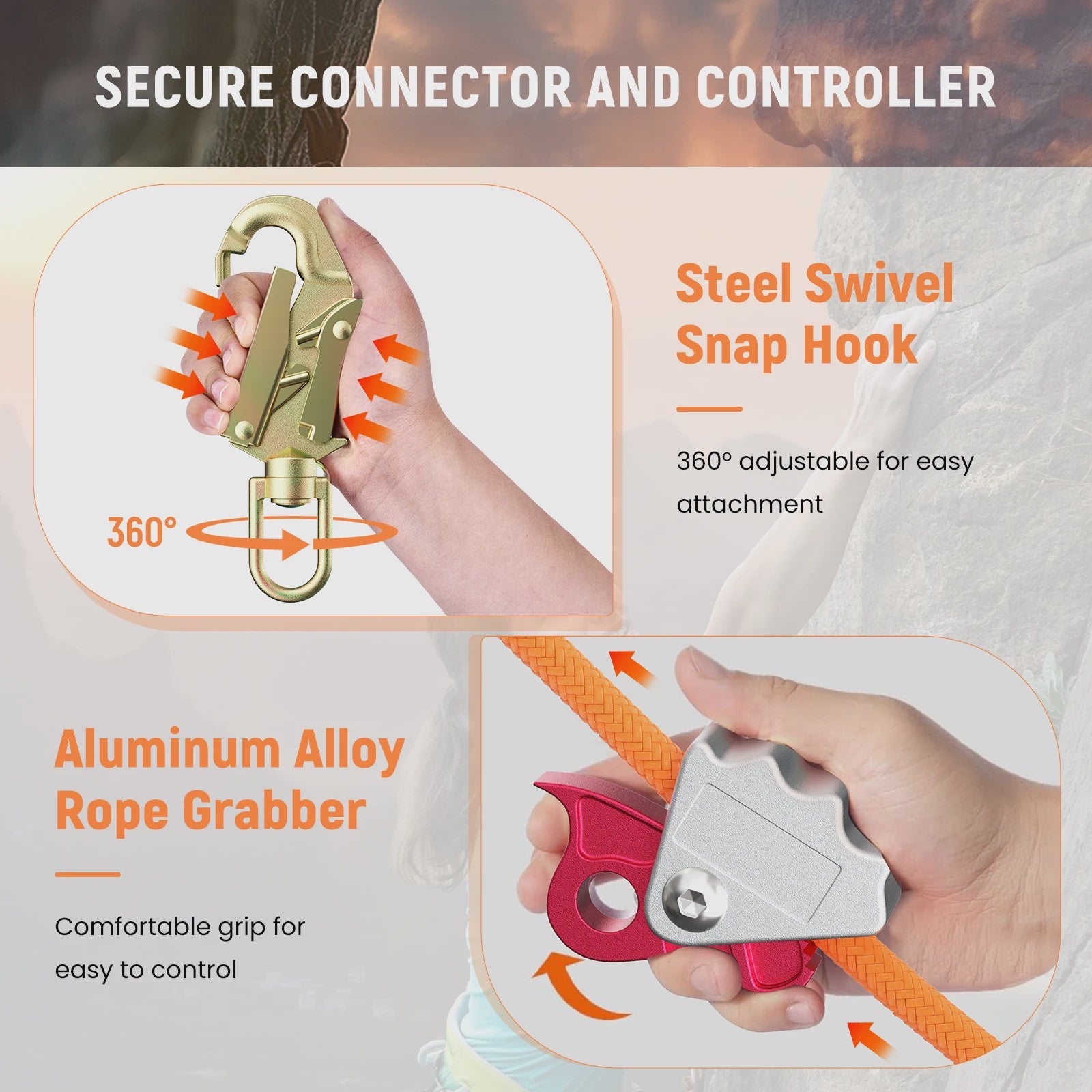 2.4/3/3.6m Steel Wire Core Flip Line Kit Adjustable Climbing Positioning Rope for Arborists Climbers Tree Climbers Outdoors