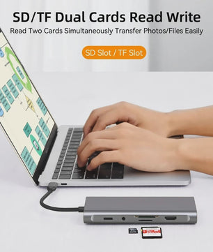 11-in-1 USB-C Hub Docking Station met 4K HDMI, PD, RJ45 & Kaartlezers
