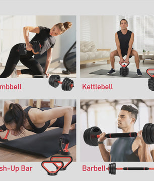 GartistGO 3-in-1 Verstelbare Dumbbell & Barbell Set 20kg - Krachttraining Thuis