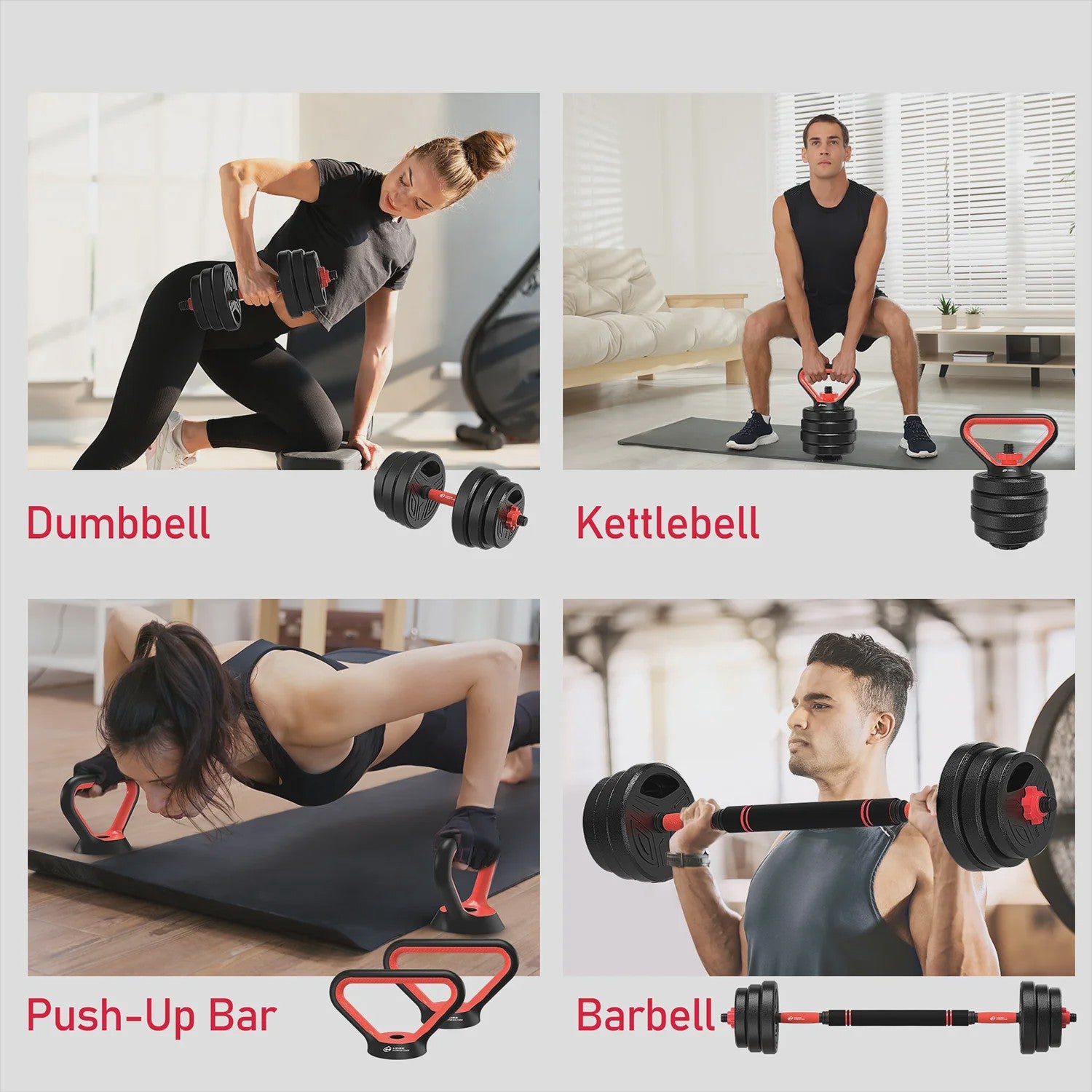 GartistGO 3-in-1 Verstelbare Dumbbell & Barbell Set 20kg - Krachttraining Thuis