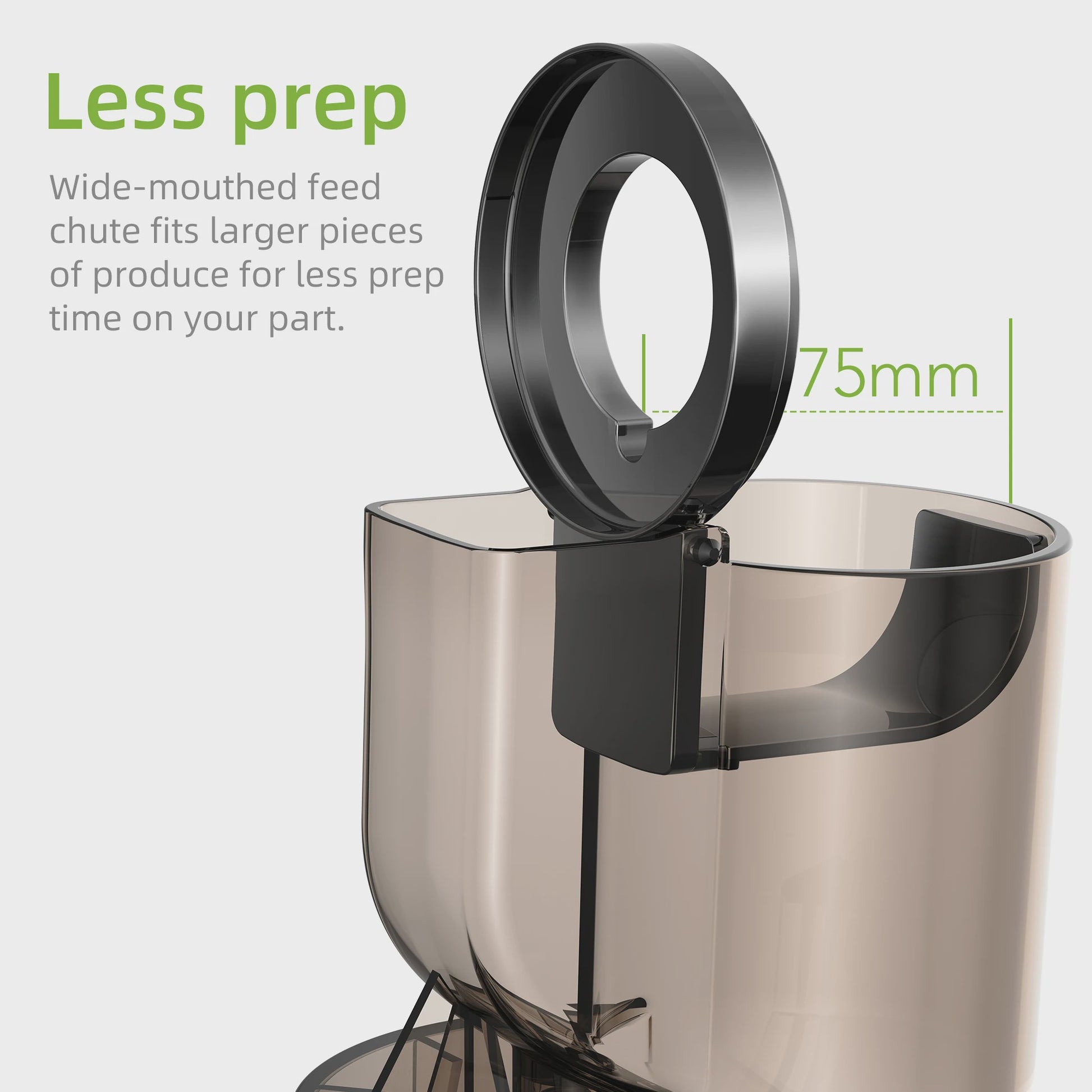 BioloMix Slowjuicer met Brede Vulopening (75mm) - Krachtige 200W Motor voor Hele Vruchten