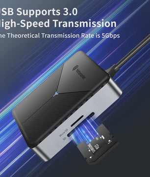 Yottamaster 8-in-1 USB-C Docking Station Hub met 100W PD, 4K@60Hz HDMI, RJ45, SD/TF Kaartlezer & Audio