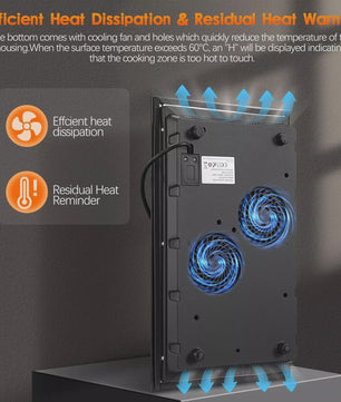 KICHPOWER 30cm Inductie Kookplaat met 2 Zones, Timer & Touch Control (3300W)