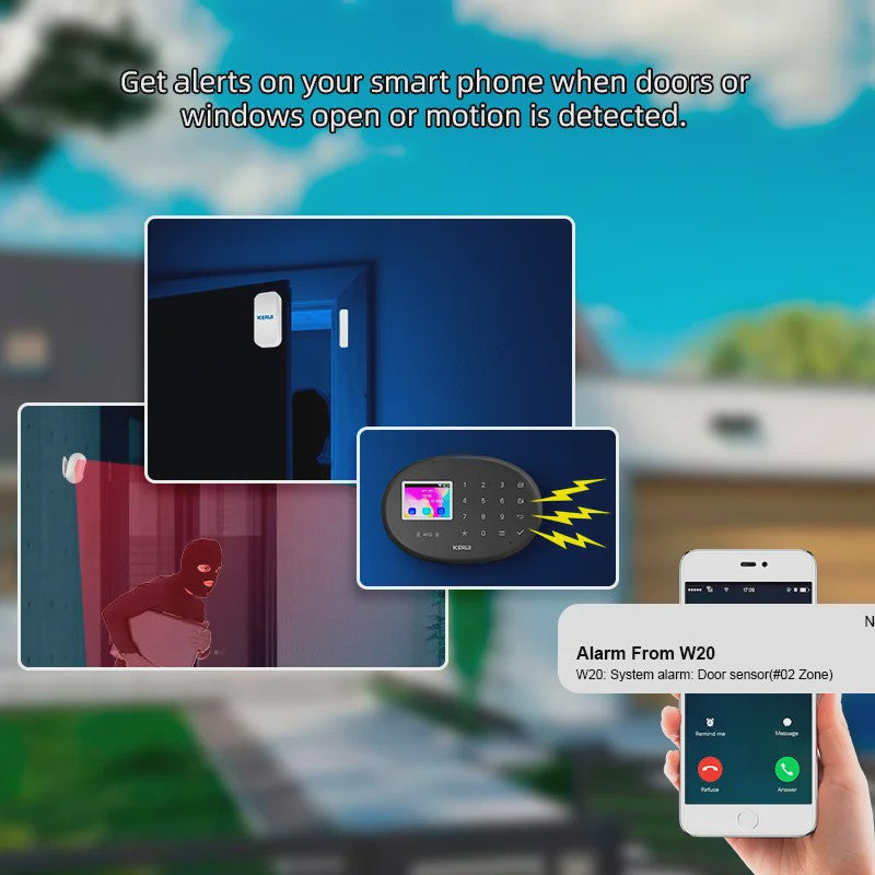 KERUI W20 WiFi GSM Alarmsysteem met Tuya Smart App - Draadloze Home Security Kit