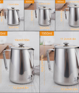 RVS Melkopschuimkan met Deksel - Barista Kwaliteit voor Latte & Cappuccino