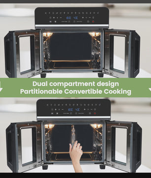 XXL Dubbele Heteluchtfriteuse Oven (23L, 2200W) met LED Touchscreen & 15 Programma's