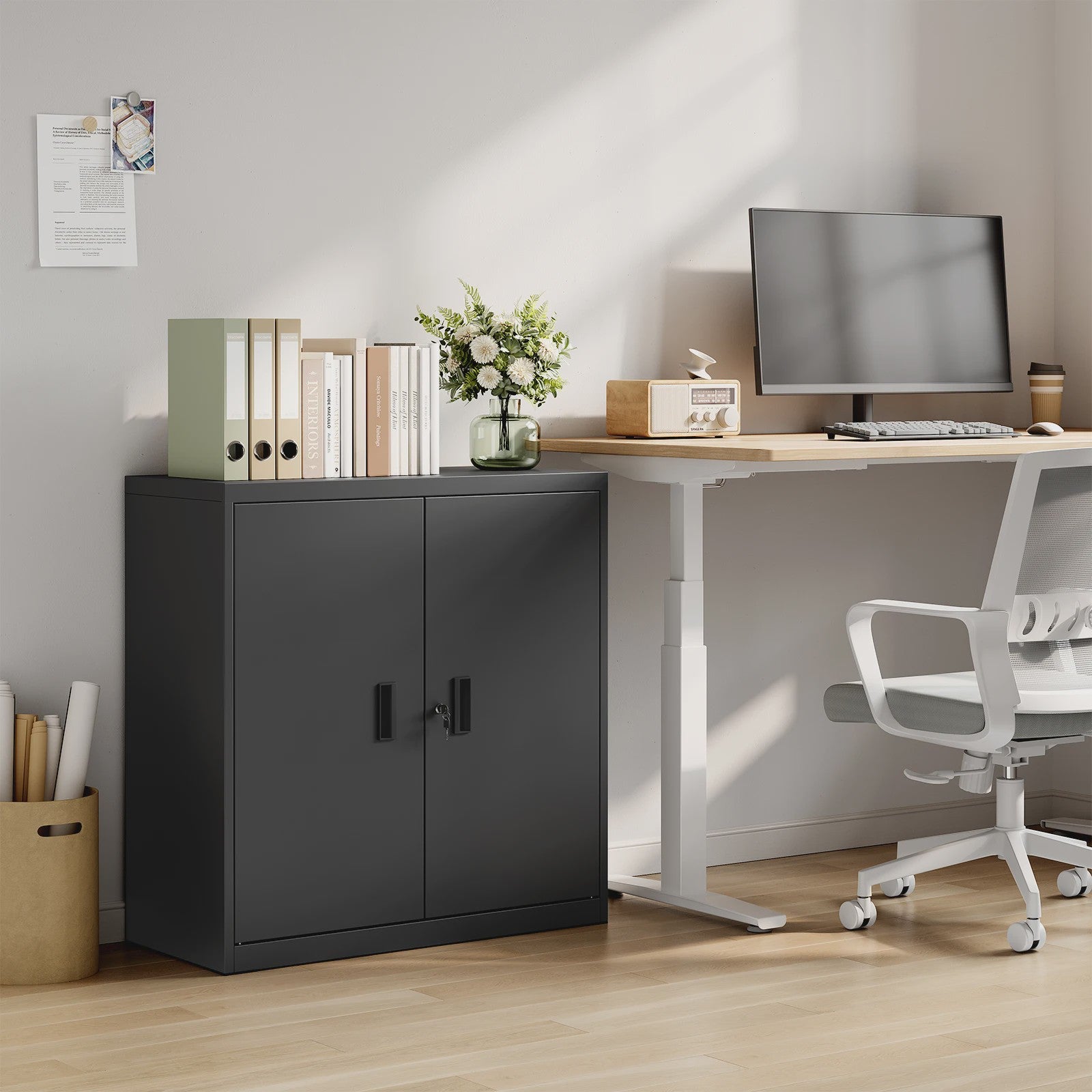 Afsluitbare Metalen Archiefkast met Slot en Verstelbare Legging - Kantoor & Printerkast
