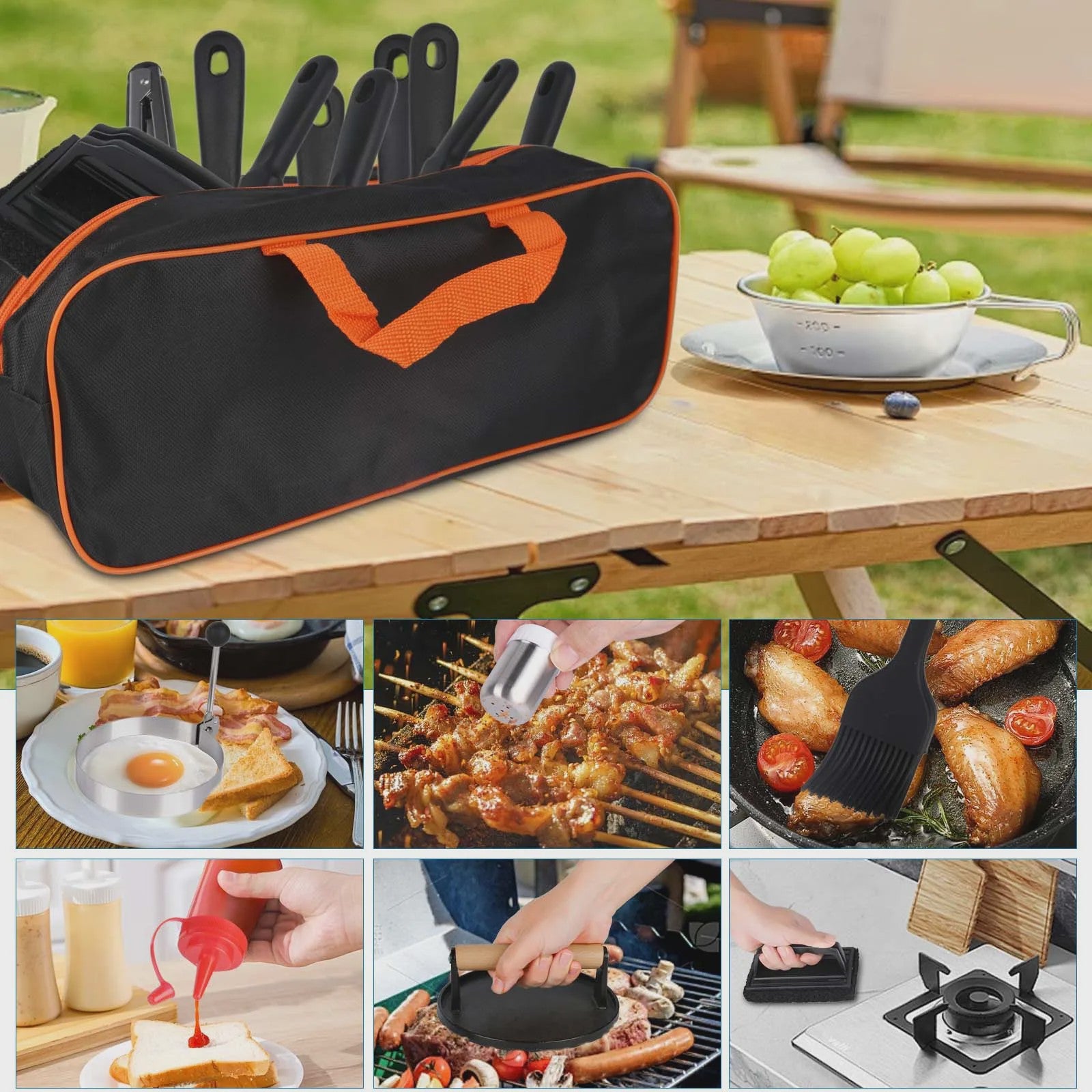 29-delige BBQ Grill Accessoires Set: Roestvrij Staal Gereedschap, Burger Press & Meer