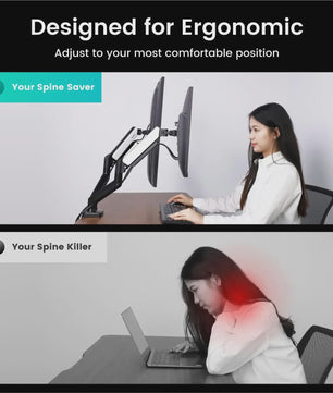 NearHub MS-002 Dubbele Monitor Arm met Klem- en Grommetbevestiging - Ergonomisch & Flexibel
