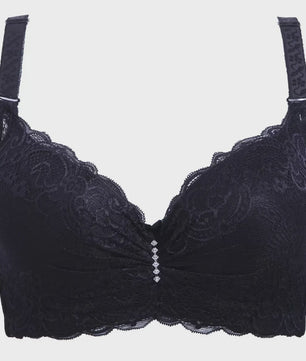 Comfortabele Plus Size Lace Push-Up BH met Brede Zijband en 4-Rij Sluiting