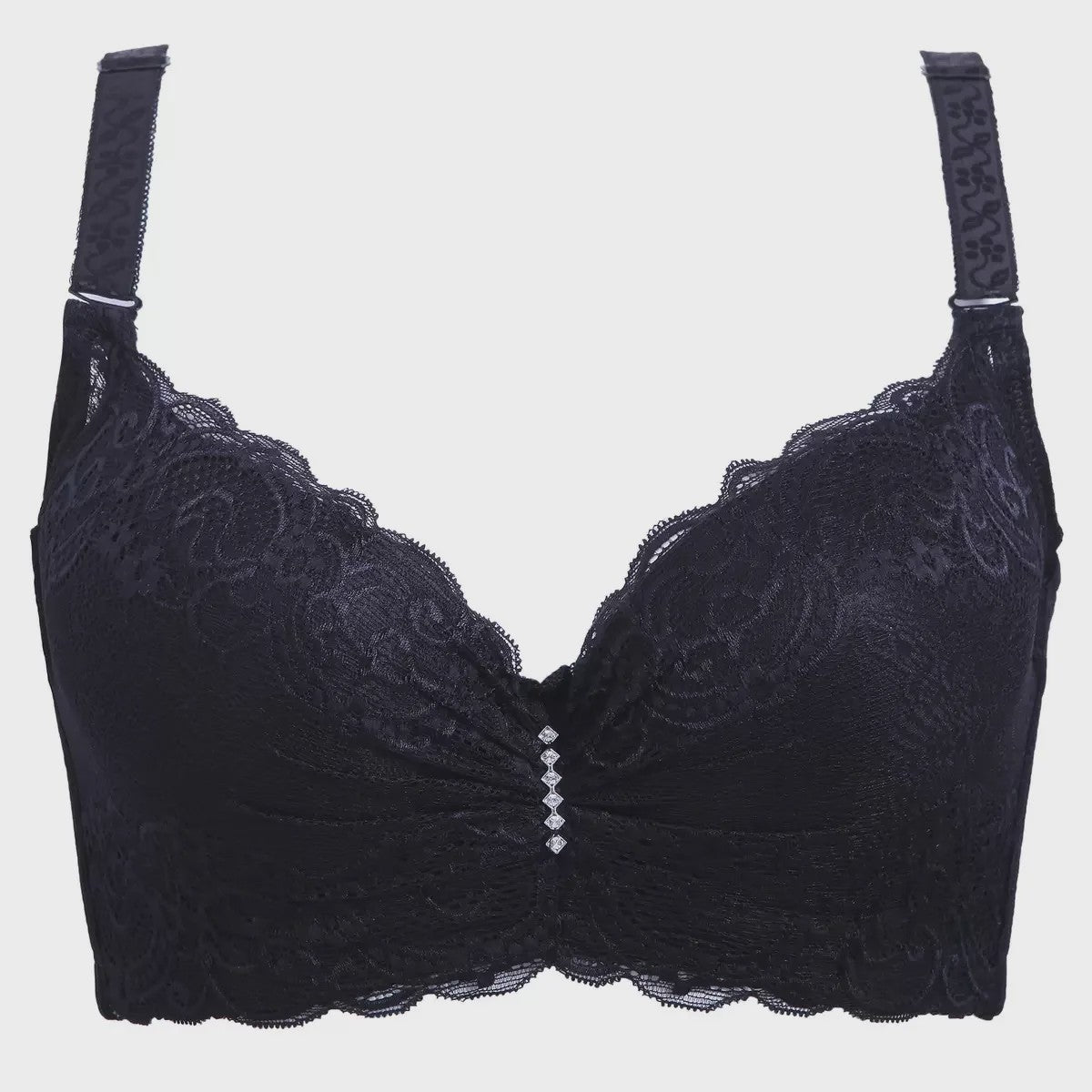 Comfortabele Plus Size Lace Push-Up BH met Brede Zijband en 4-Rij Sluiting