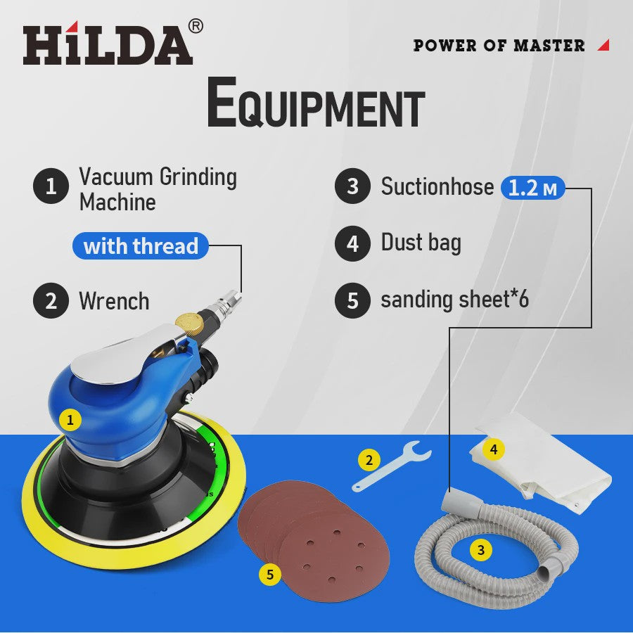 HILDA Pneumatische Excentrische Schuurmachine 150mm - Krachtig en Stofafzuigend