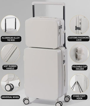 Luxe Koffer Set met USB, Bekerhouder & TSA-slot - 360° Wielen, PC+ABS