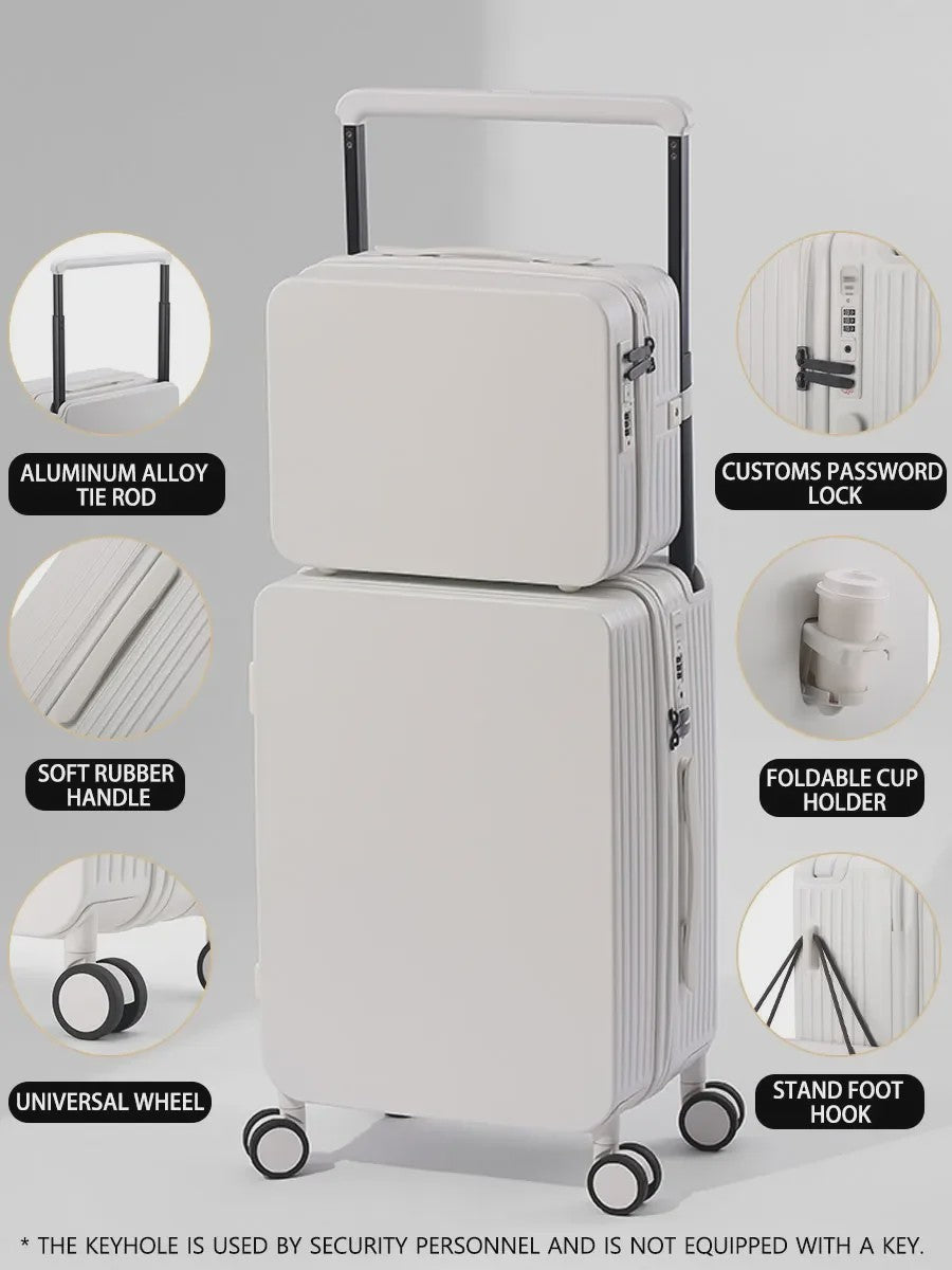 Luxe Koffer Set met USB, Bekerhouder & TSA-slot - 360° Wielen, PC+ABS