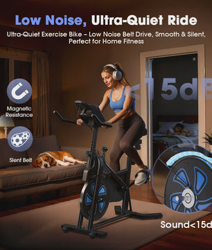Indoor Hometrainer Fiets met 12KG Vliegwiel, 100 Niveaus Weerstand & Display